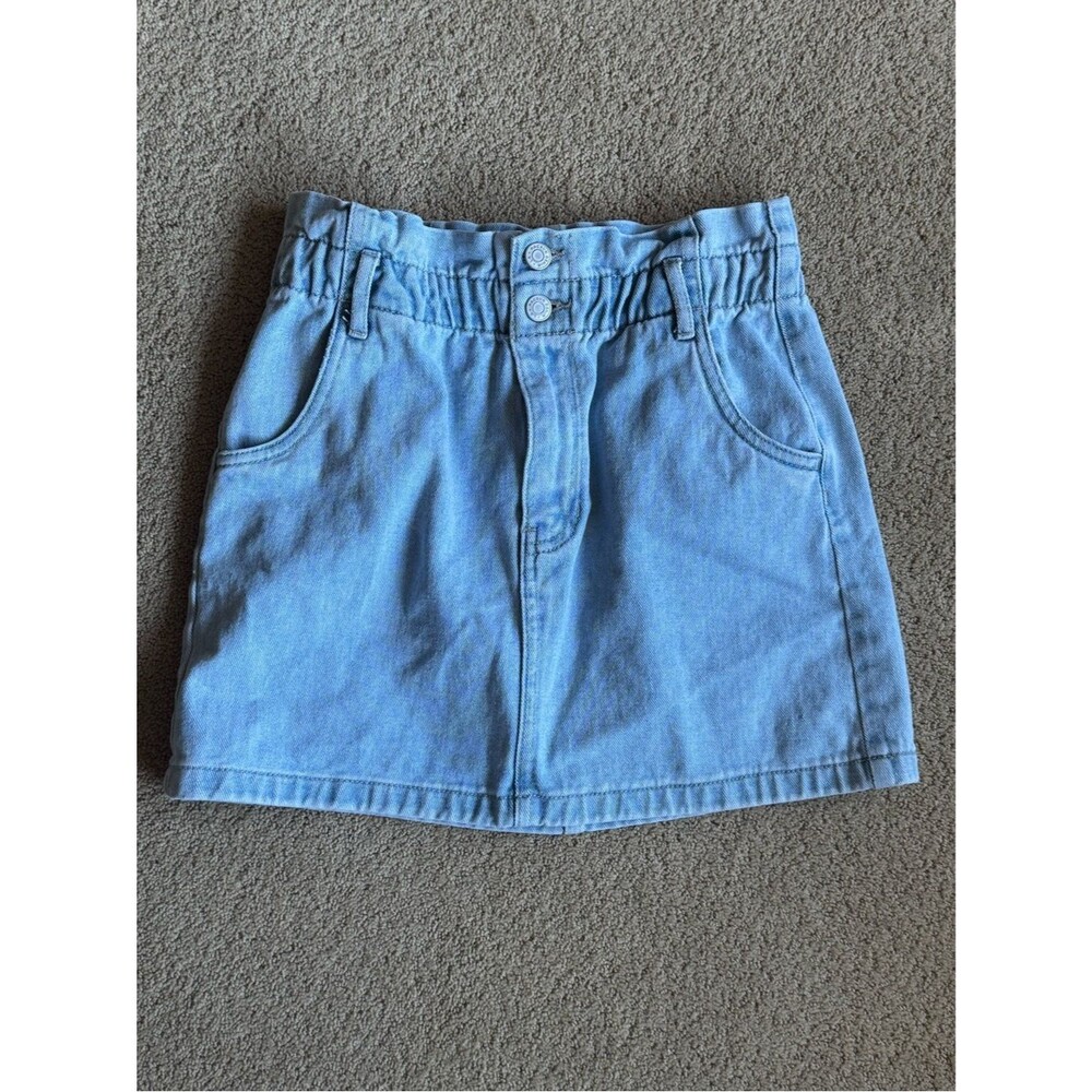 PacSun Light Wash Denim Paperbag Mini Skirt Women’s Small